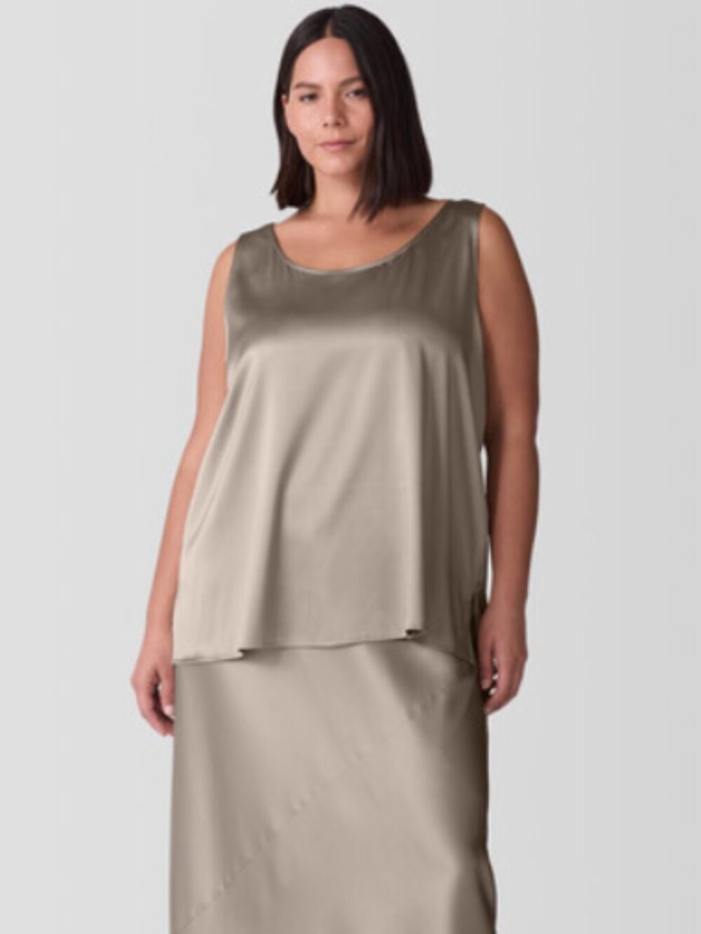 Eileen Fisher Stretch Silk Charmeuse Scoop Neck Tank size 2X